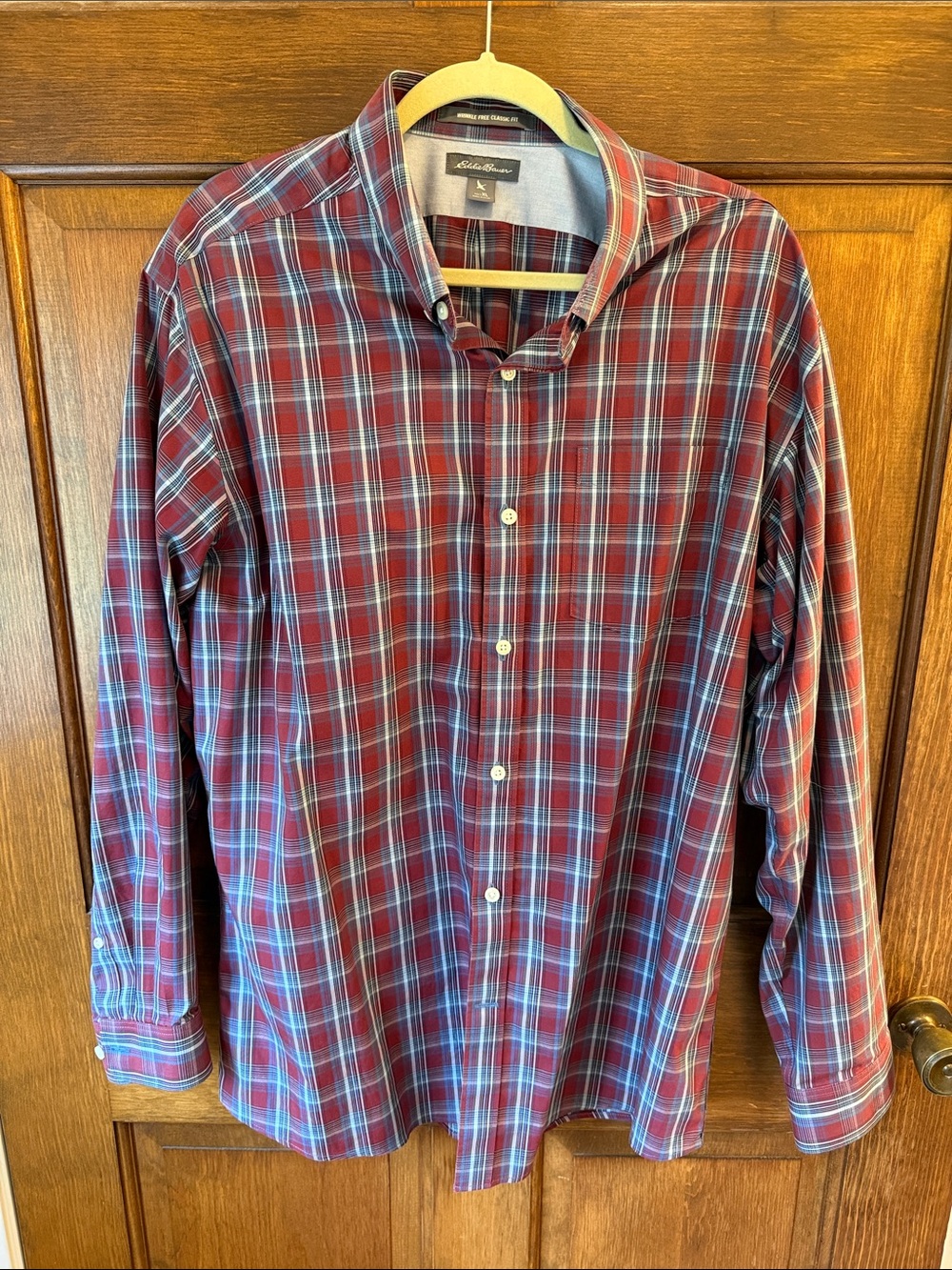 Eddie Bauer Men's Red Plaid Button-Down Shirt